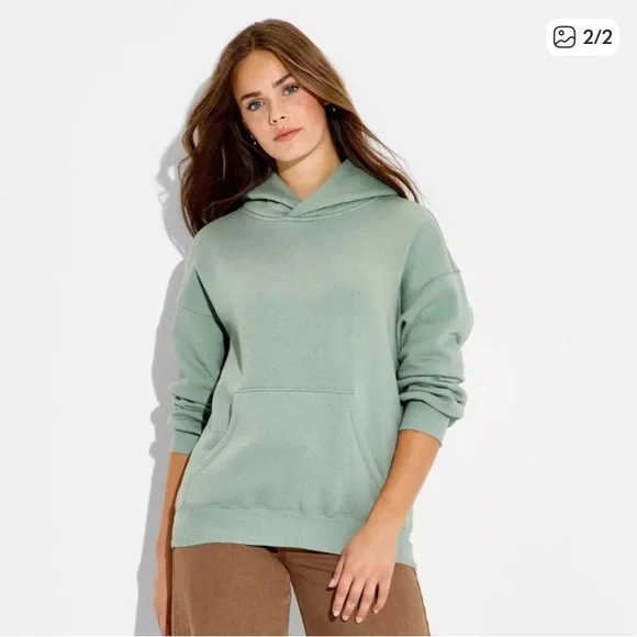 Wild fable Sage Green 'Snow Bunny' Graphic Hoodie NWT - Picture 2 of 3